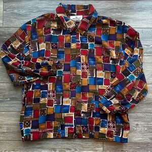 Vintage Erin London Jacket  Multicolor Full Zip Elastic Size Large‎